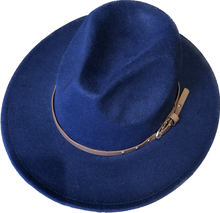 Load image into Gallery viewer, Navy Adjustable felt look Fedora hat
