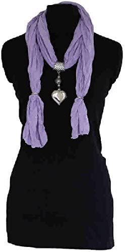 Pamper Yourself Now Lilac Jewelled Scarf with Single Heart Pendant.