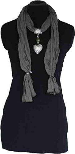 Pamper Yourself Now Grey Jewelled Scarf with Single Heart pendent.