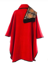 Load image into Gallery viewer, Red tartan reversible cape for women
