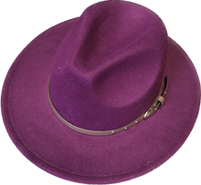 Load image into Gallery viewer, Burgundy Adjustable felt look Fedora hat
