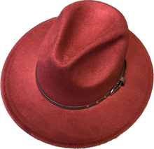 Load image into Gallery viewer, Orange Adjustable felt look Fedora hat
