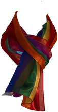 Load image into Gallery viewer, Gay pride scarf rainbow multi coloured stripes scarf
