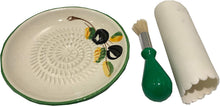Load image into Gallery viewer, Light Green Olive Design (2) Garlic and Ginger Grater Set with Brush and Peeler. A Must for Every Foodie who Loves to Cook.
