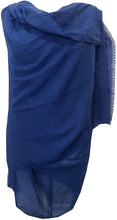 Load image into Gallery viewer, Pamper Yourself Now Royal Blue Plain Soft Long Scarf/wrap with Frayed Edge
