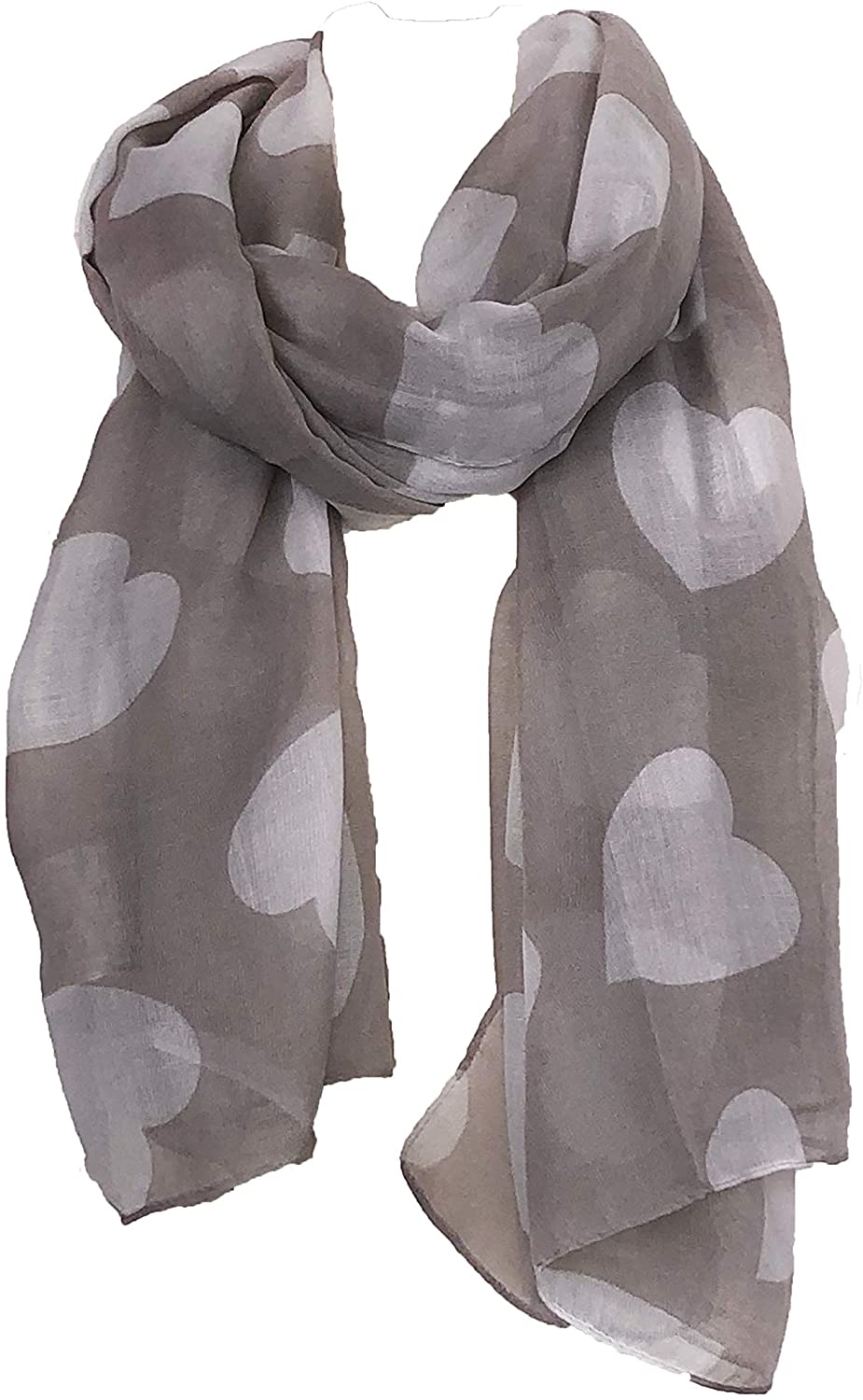 Pamper yourself Heart/Love Scarf- Light Brown with White Hearts