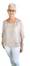 Load image into Gallery viewer, Pamper Yourself Now ltd Ladies Silk Star top with Silver Glitter Stars Made in Italy (AA22)
