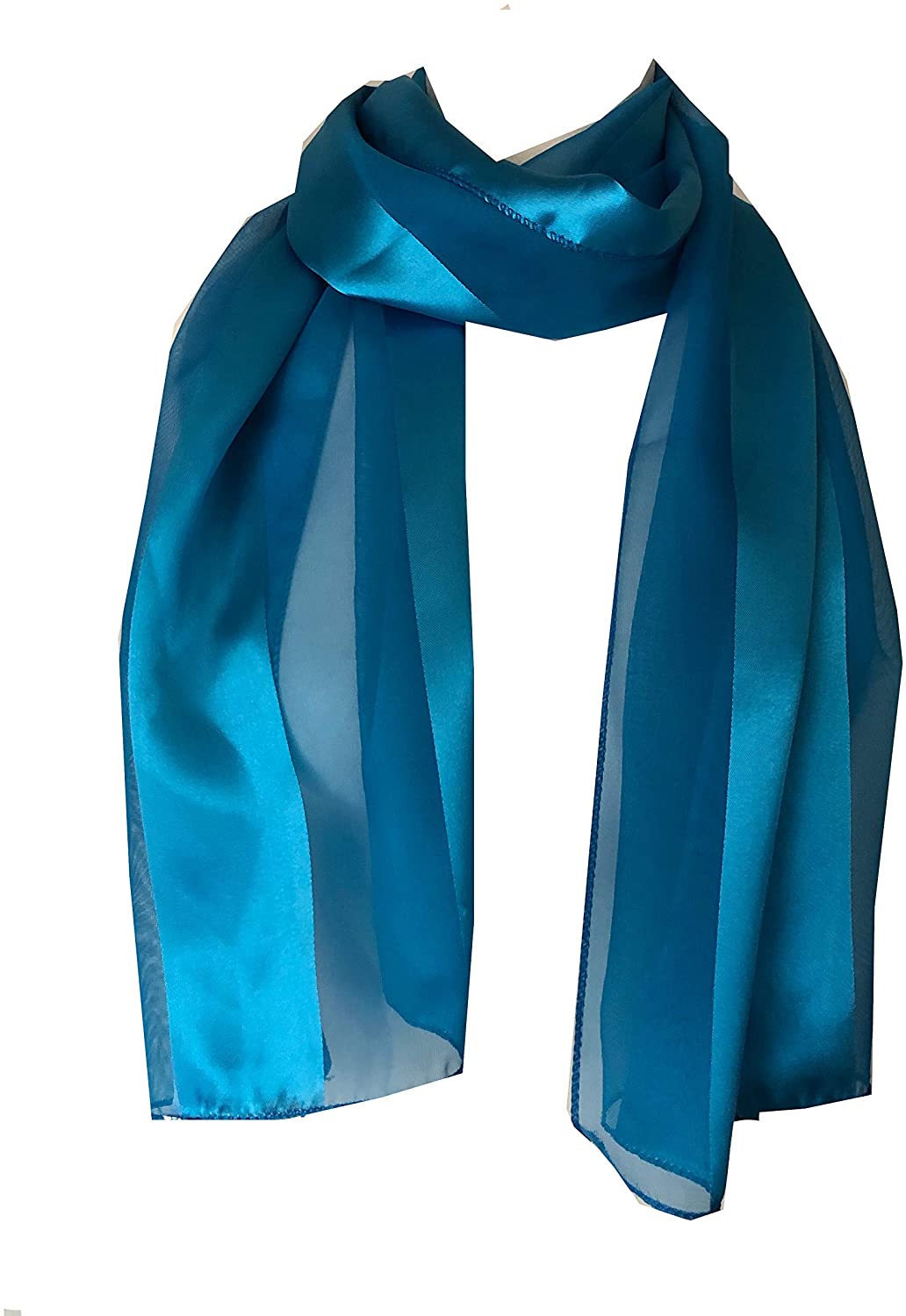 Plain Blue Faux Chiffon and Satin Style Striped Scarf Thin Pretty Scarf Great for Any Outfit Lovely Gift
