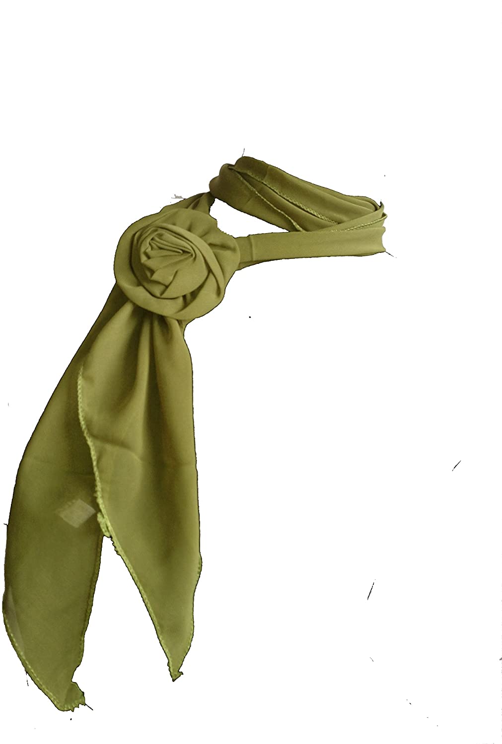 Pamper Yourself Now Plain Green Small Scarf with Clip