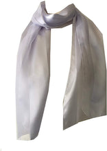 Load image into Gallery viewer, Plain White Faux Chiffon and Satin Style Striped Scarf Thin Pretty Scarf Great for Any Outfit Lovely Gift
