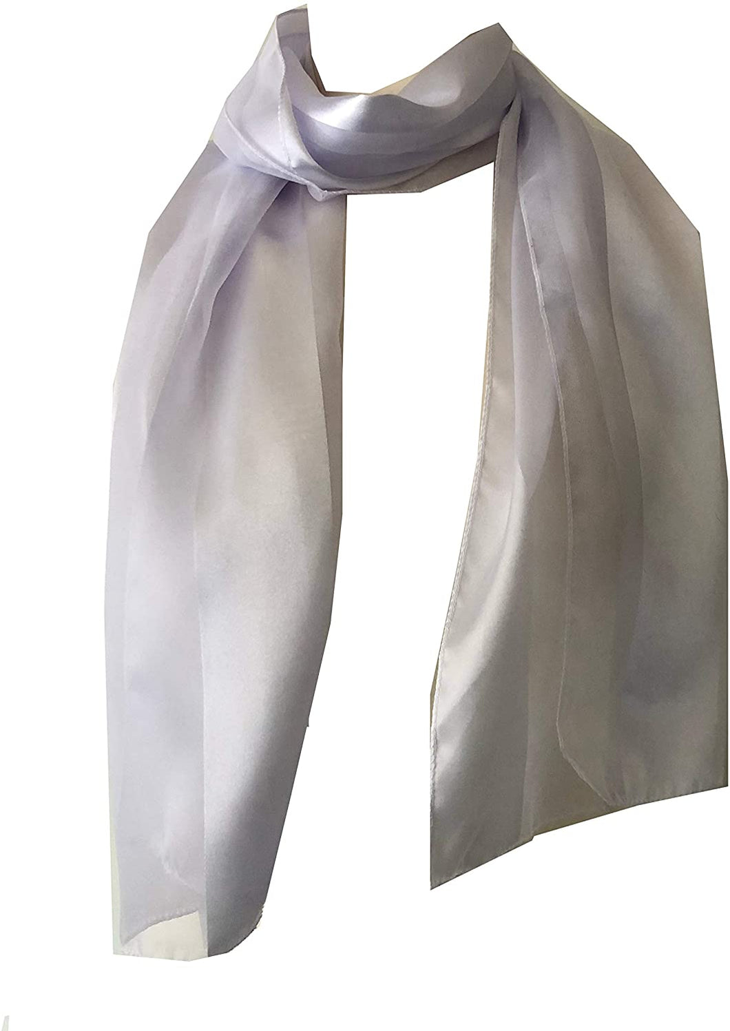 Plain White Faux Chiffon and Satin Style Striped Scarf Thin Pretty Scarf Great for Any Outfit Lovely Gift