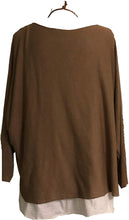 Load image into Gallery viewer, Ladies 2 Piece Layer Plain Top with Necklace with 3/4 Sleeves (A91) - Made in Italy (Camel)
