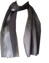 Load image into Gallery viewer, Plain Light Grey Faux Chiffon and Satin Style Striped Scarf Thin Pretty Scarf Great for Any Outfit
