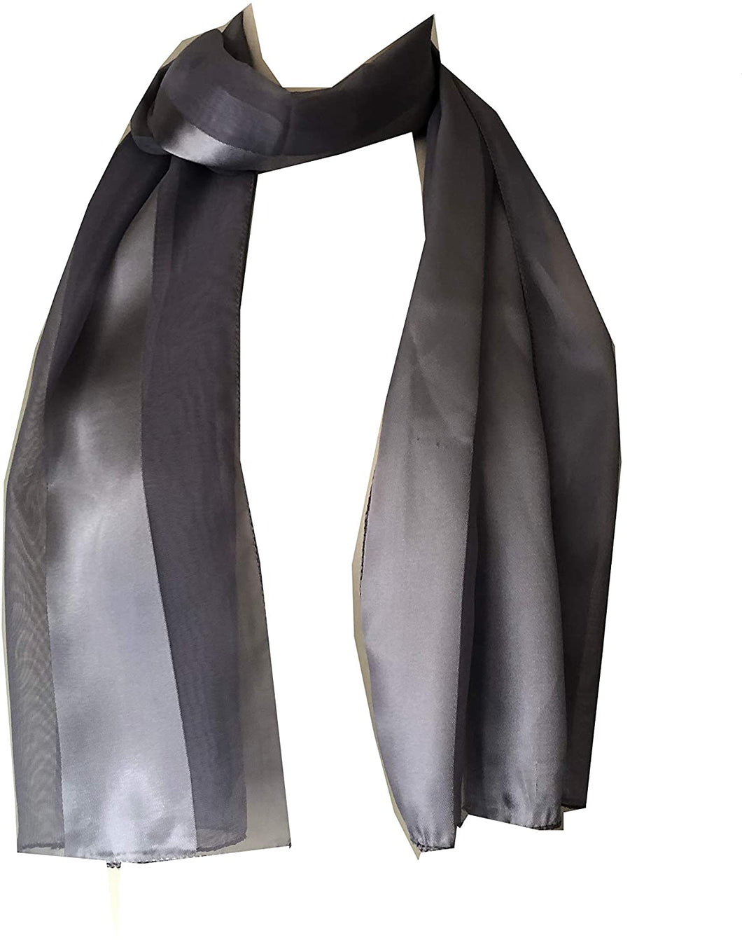 Plain Light Grey Faux Chiffon and Satin Style Striped Scarf Thin Pretty Scarf Great for Any Outfit