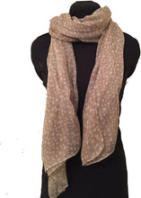 Load image into Gallery viewer, Pamper Yourself Now Light Brown with White Small Star Design Long Scarf
