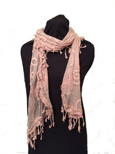 Load image into Gallery viewer, Pink lace with spiral design long soft scarf

