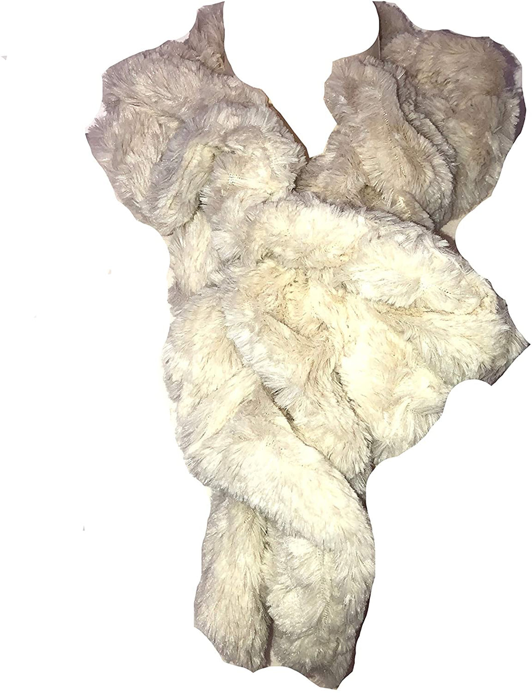 Pamper Yourself Now Cream Faux Fur Stretchy Scarf with Tuck. Lovely Warm Winter Fantastic Gift