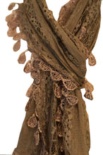 Load image into Gallery viewer, Beige leaf lace scarf
