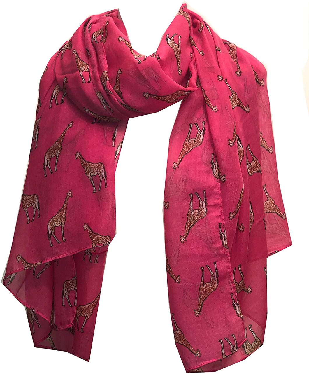 Pink giraffe long soft scarf