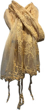 Load image into Gallery viewer, Pamper Yourself Now Yellow/Mustard Pretty lace Soft Long Scarf
