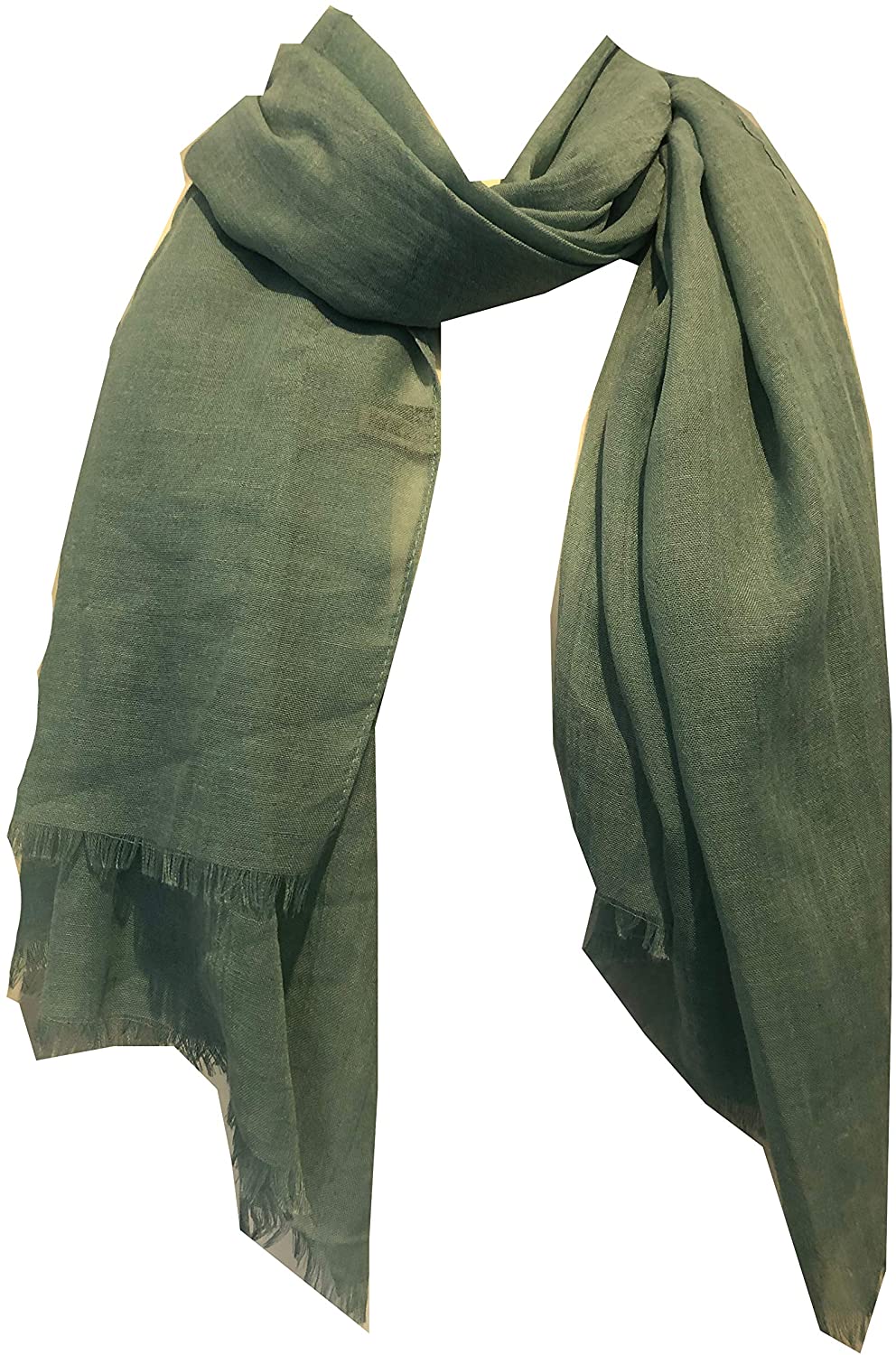 Pamper Yourself Now Aqua Green Plain Soft Long Scarf/wrap with Frayed Edge