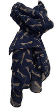 Load image into Gallery viewer, Pamper Yourself Now Ladies Scarf Blue with Beige Dragonfly Fashion Long Soft wrap/Sarong
