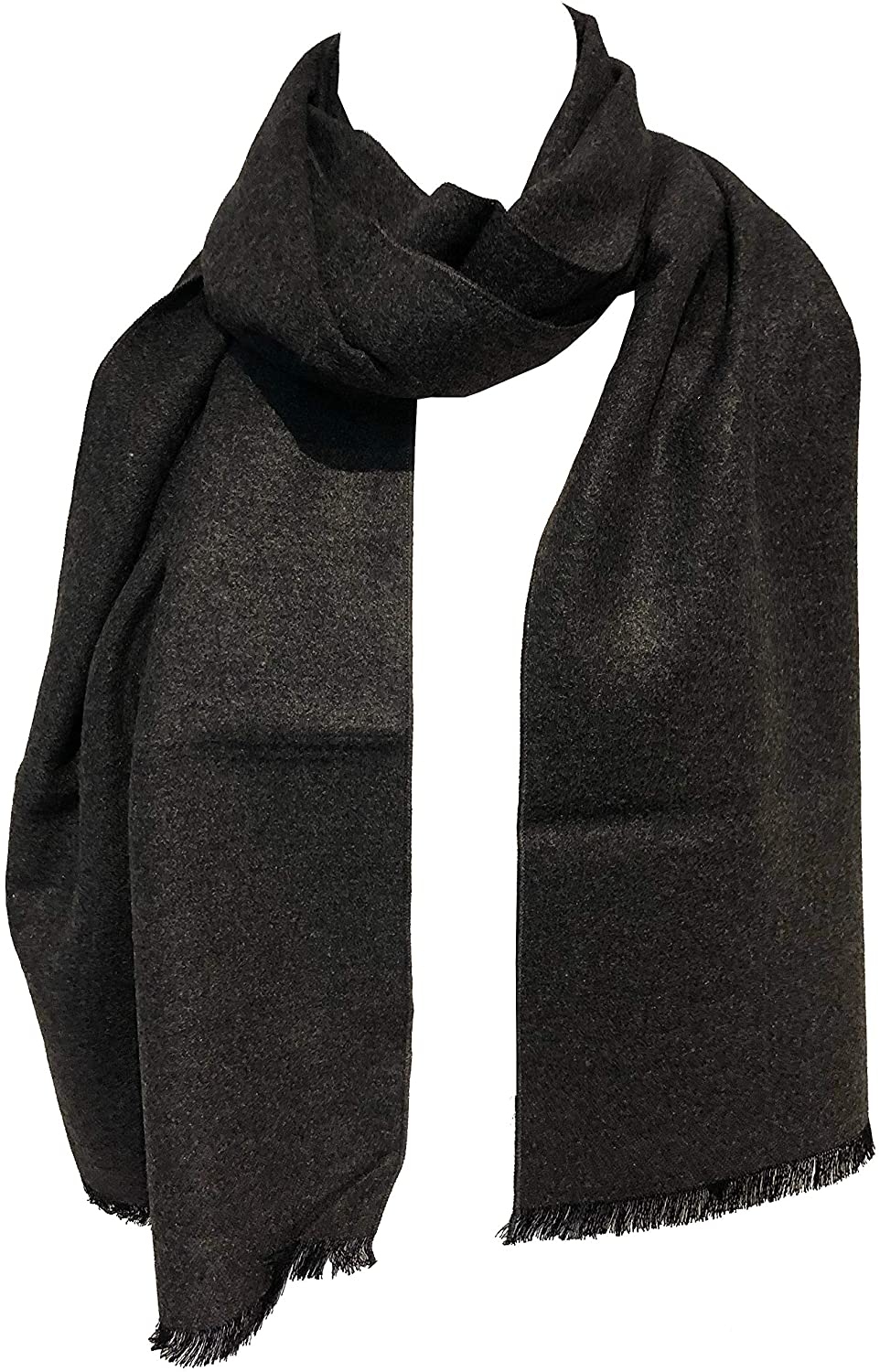 Pamper Yourself Now Charcoal Grey Plain Colour Frayed Edge Men's Long Scarf