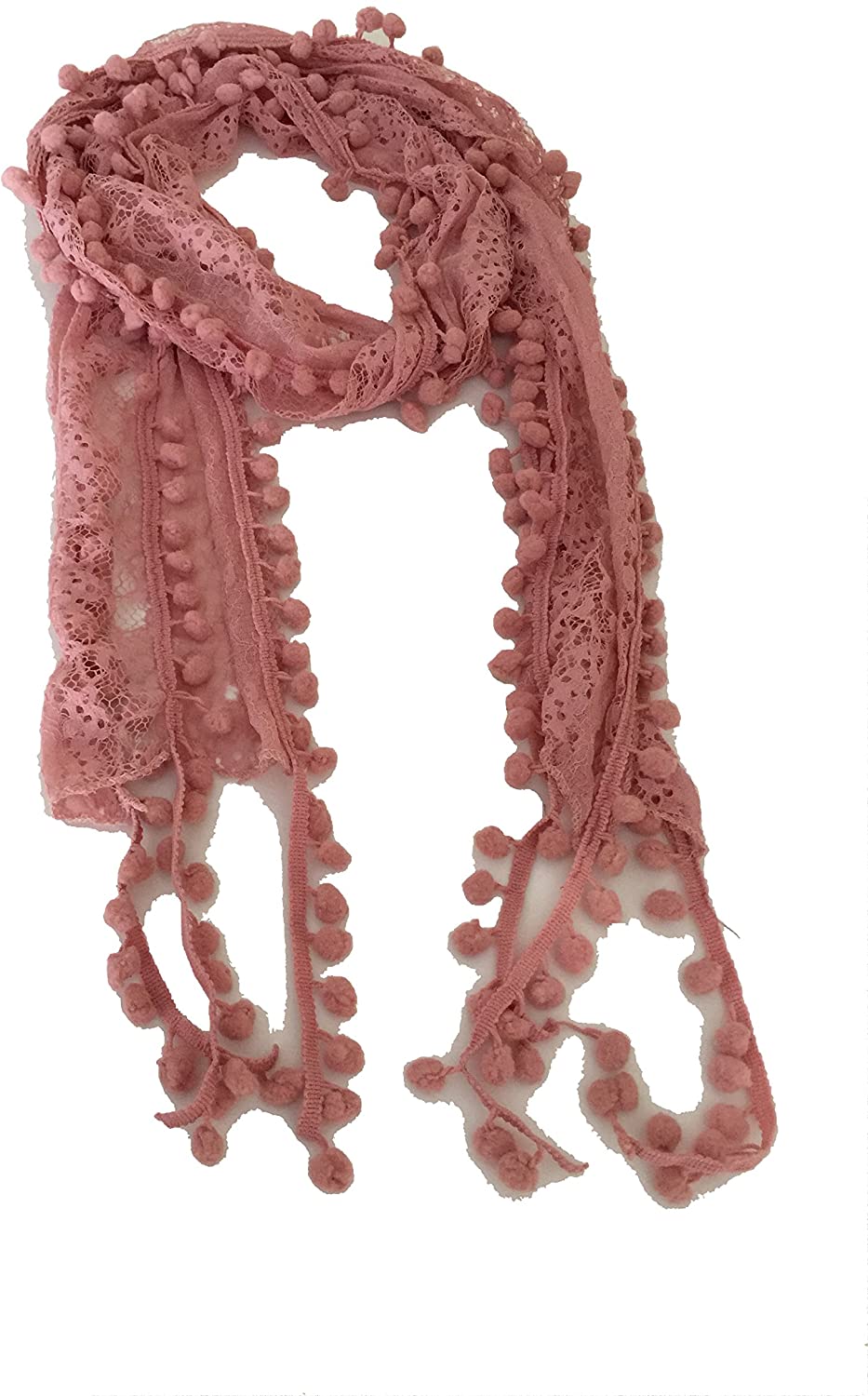 Pamper Yourself Now Pink Bobble lace Long Scarf