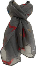 Load image into Gallery viewer, Pamper Yourself Now Grey high Heels Pattern Long Scarf, Soft Ladies Fashion London
