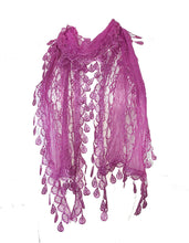 Load image into Gallery viewer, Pamper yourself Deep Pink Leaf Lace Scarf
