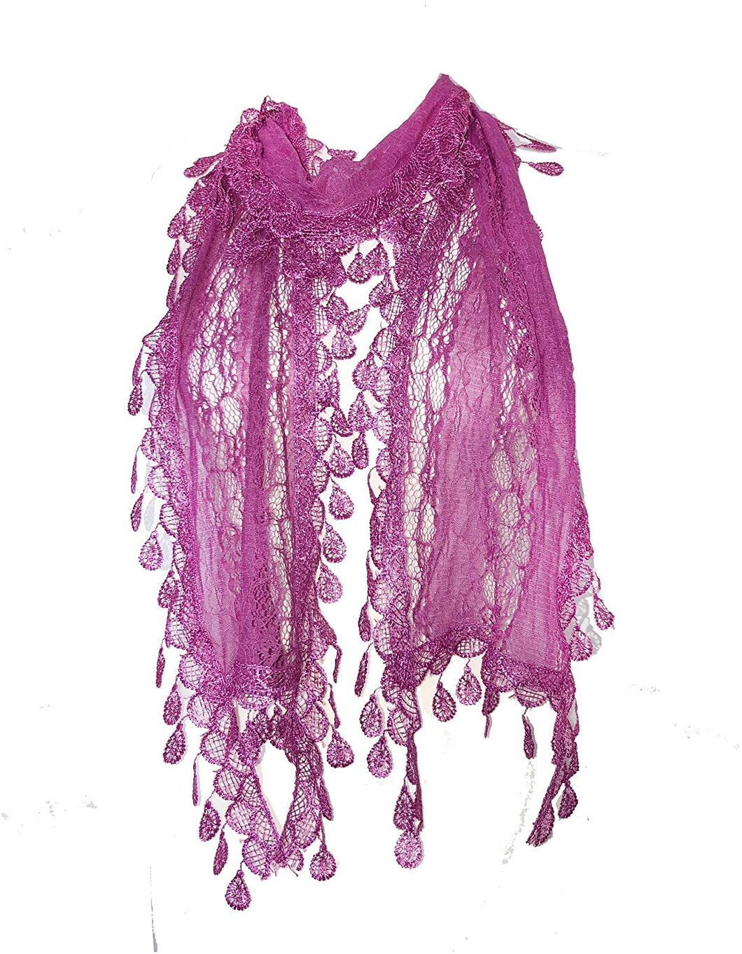 Pamper yourself Deep Pink Leaf Lace Scarf