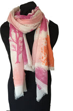 Load image into Gallery viewer, bright pink and orange design scarf
