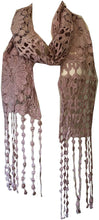 Load image into Gallery viewer, Baby pink thin flower lace long scarf with tassels
