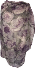 Load image into Gallery viewer, Pamper Yourself Now Light Grey with Cream/Purple Big Roses Design Scarf
