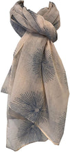 Load image into Gallery viewer, Pamper Yourself Now Beige with Blue Sun Rays Scarf/wrap
