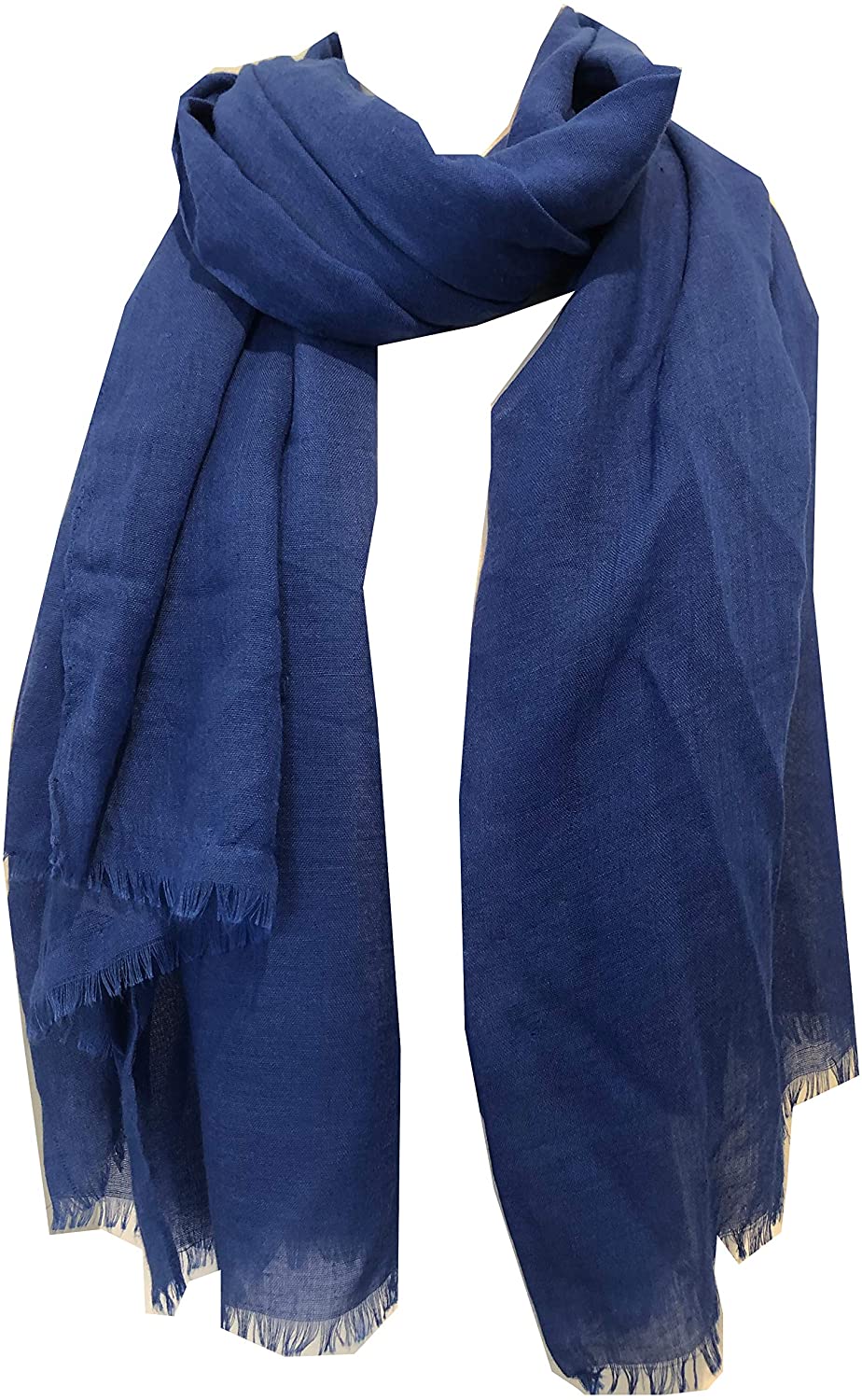 Pamper Yourself Now Royal Blue Plain Soft Long Scarf/wrap with Frayed Edge