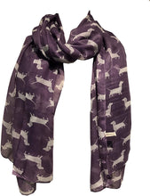 Load image into Gallery viewer, Purple with white dachshund scarf
