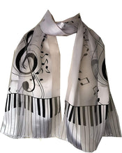 Load image into Gallery viewer, white/black music scarf
