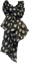 Load image into Gallery viewer, Pamper Yourself Now Dark Grey with White Big spot Scarf/wrap
