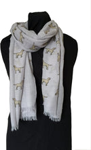 Load image into Gallery viewer, Pamper Yourself Now Grey Labrador Design 2 Long Scarf with Frayed Edge
