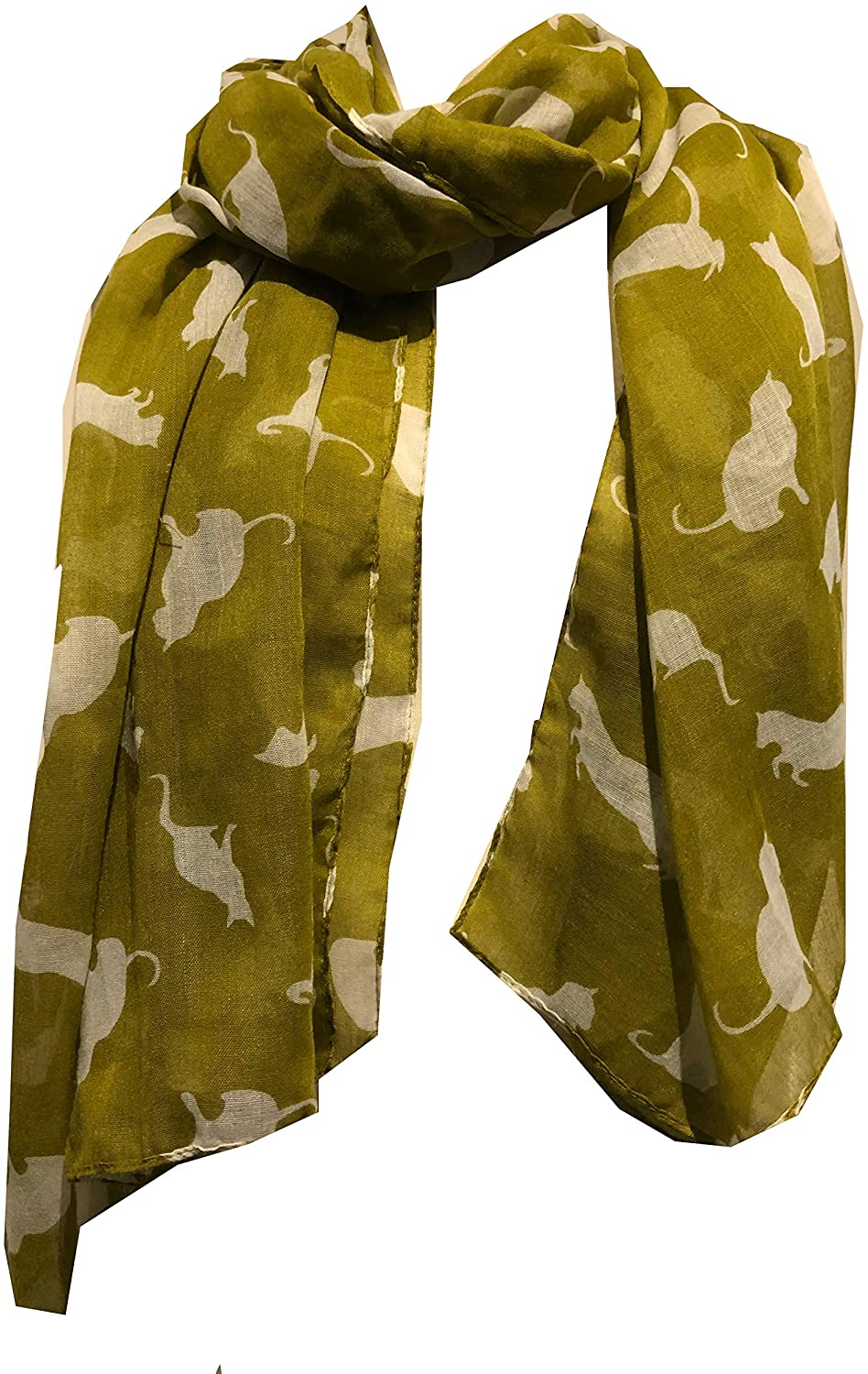 Pamper Yourself Now Mustard with white Cats Scarf, Beautiful Design, Fantastic for the animal lover in us all