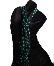 Load image into Gallery viewer, Pamper Yourself Now Black with Green Big spot Small Scarf with Clip
