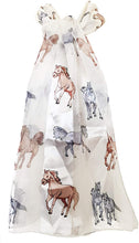Load image into Gallery viewer, Pamper Yourself Now Cream Running Horse Shiny Thin Pretty Scarf
