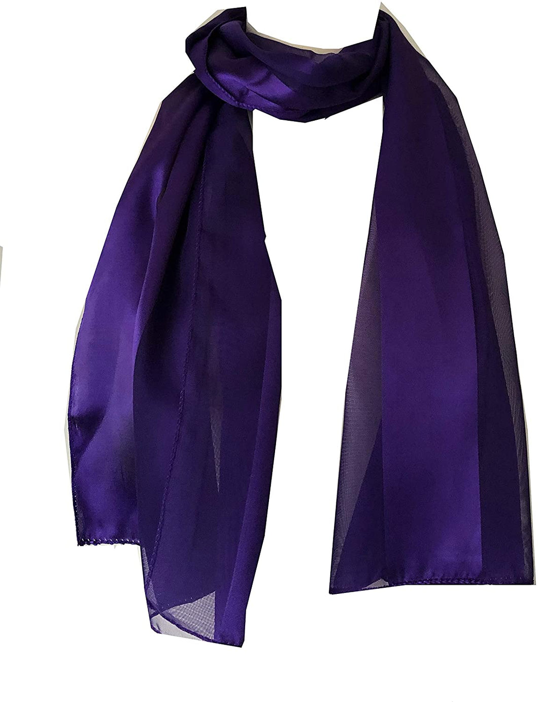 Plain Purple Faux Chiffon and Satin Style Striped Scarf Thin Pretty Scarf Great for Any Outfit