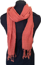 Load image into Gallery viewer, Pamper Yourself Now Light Orange Cotton Linen Look Long Scarf, Soft Ladies Fashion London
