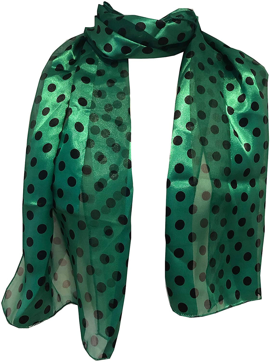 Pamper Yourself Now Green with Black Medium spot Thin Pretty Scarf. Lovely with Any Outfit