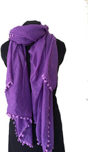 Load image into Gallery viewer, Light purple plain scarf/wrap with bobbles
