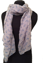 Load image into Gallery viewer, Pamper Yourself Now Grey with Blue Glasses/Spectacles Design Long Scarf
