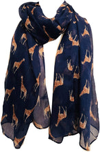 Load image into Gallery viewer, Navy giraffe long soft scarf
