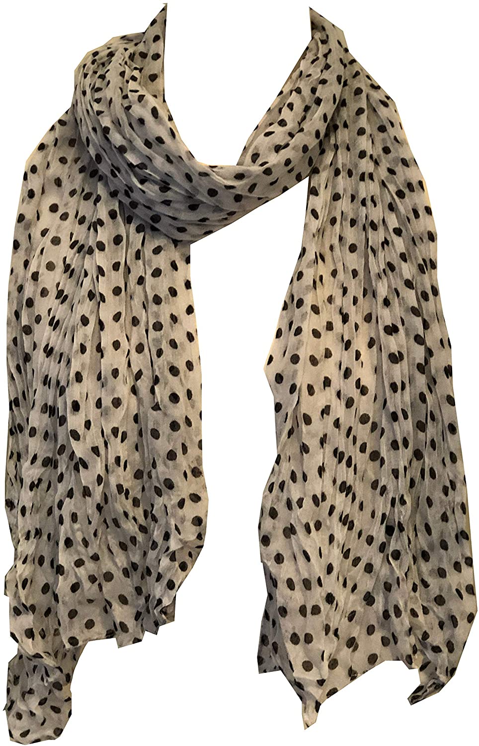 Pamper Yourself Now White with Black Small Spots Design Long Scarf
